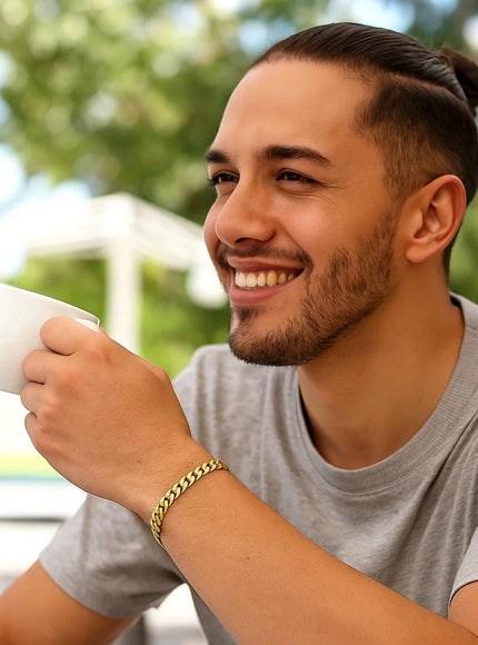 7.5mm 14k Yellow Gold Semi Solid Miami Cuban Bracelet