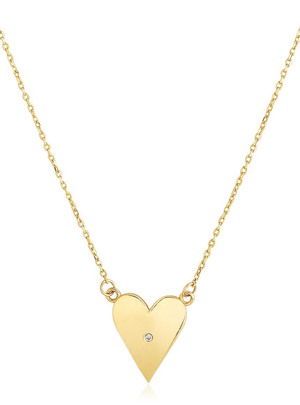 14k Yellow Gold High Polish Elongated Heart Necklace