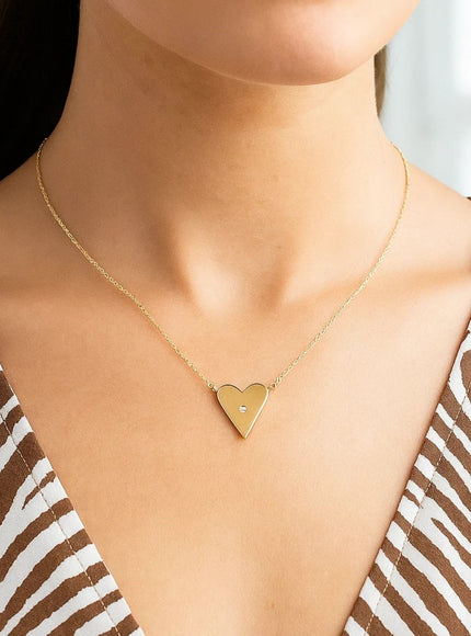14k Yellow Gold High Polish Elongated Heart Necklace