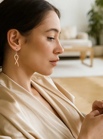 14k Rose Gold Polished Ribbon Style Drop Earrings