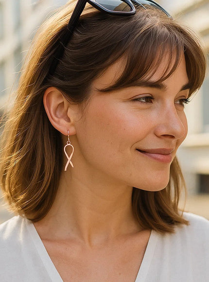 14k Rose Gold Polished Ribbon Style Drop Earrings