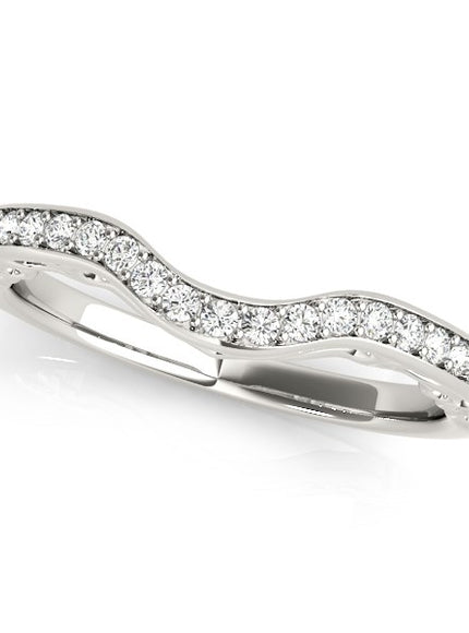 14k White Gold Prong Set Curved Diamond Wedding Ring (1/6 cttw)