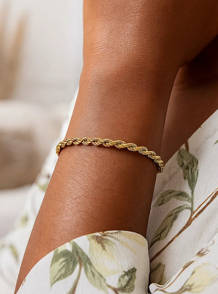 Lite Rope Chain Bracelet in 10k Yellow Gold (3.20 mm)