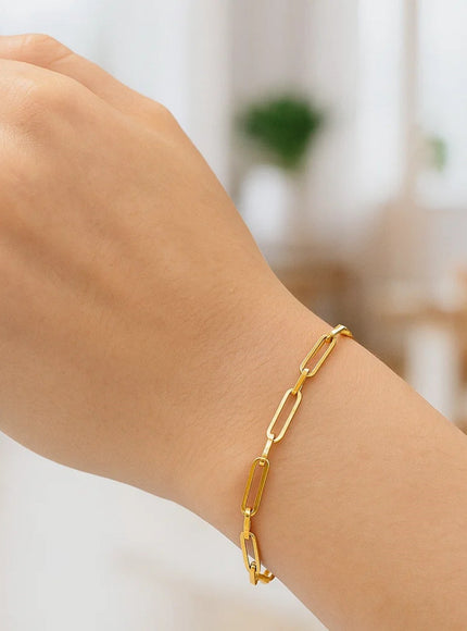 14k Yellow Gold Alternating Paperclip Bracelet (2.80 mm)