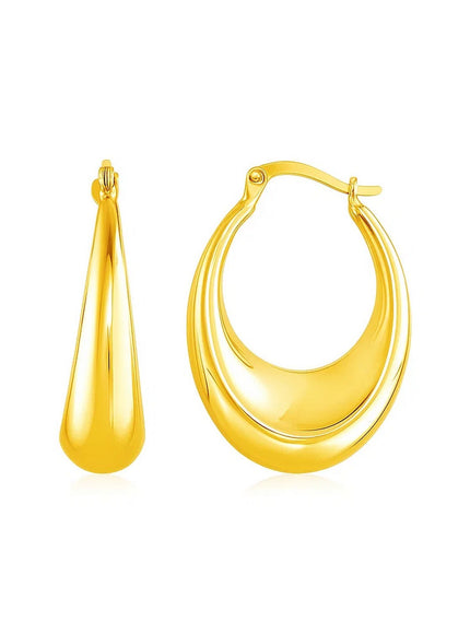 14k Yellow Gold Polished Puffed Hoop Earrings