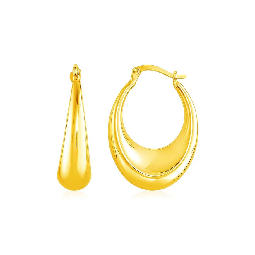 14k Yellow Gold Polished Puffed Hoop Earrings