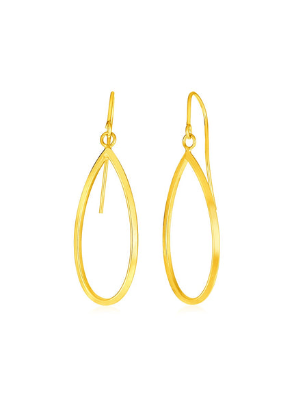 14k Yellow Gold Earrings with Polished Open Teardrop Dangles