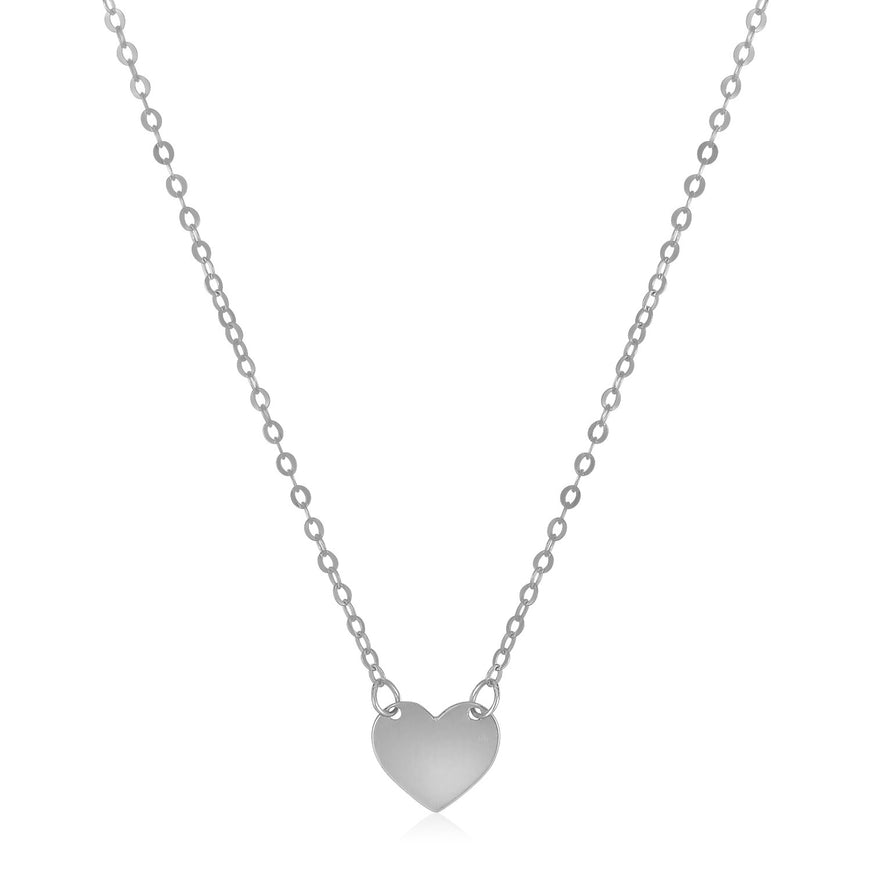 14k White Gold Polished Mini Heart Necklace