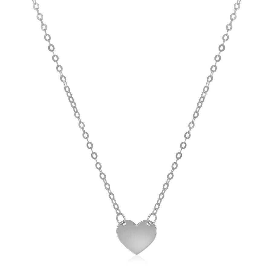 14k White Gold Polished Mini Heart Necklace