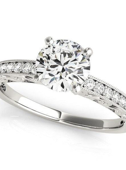 14k White Gold Antique Style Diamond Engagement Ring (1 1/8 cttw) - Ellie Belle