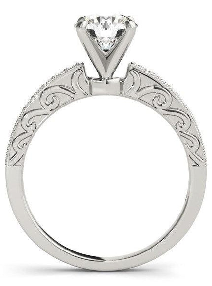14k White Gold Antique Style Diamond Engagement Ring (1 1/8 cttw) - Ellie Belle