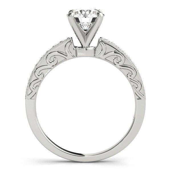 14k White Gold Antique Style Diamond Engagement Ring (1 1/8 cttw) - Ellie Belle