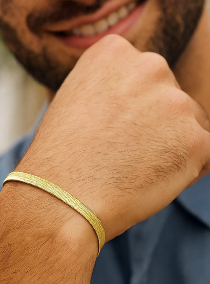Imperial Herringbone Bracelet in 10k Yellow Gold (3.8 mm)