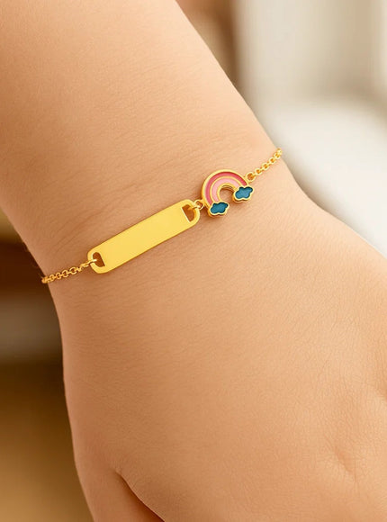 14k Yellow Gold Rainbow Childrens Bracelet