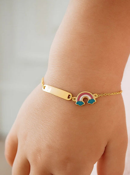 14k Yellow Gold Rainbow Childrens Bracelet