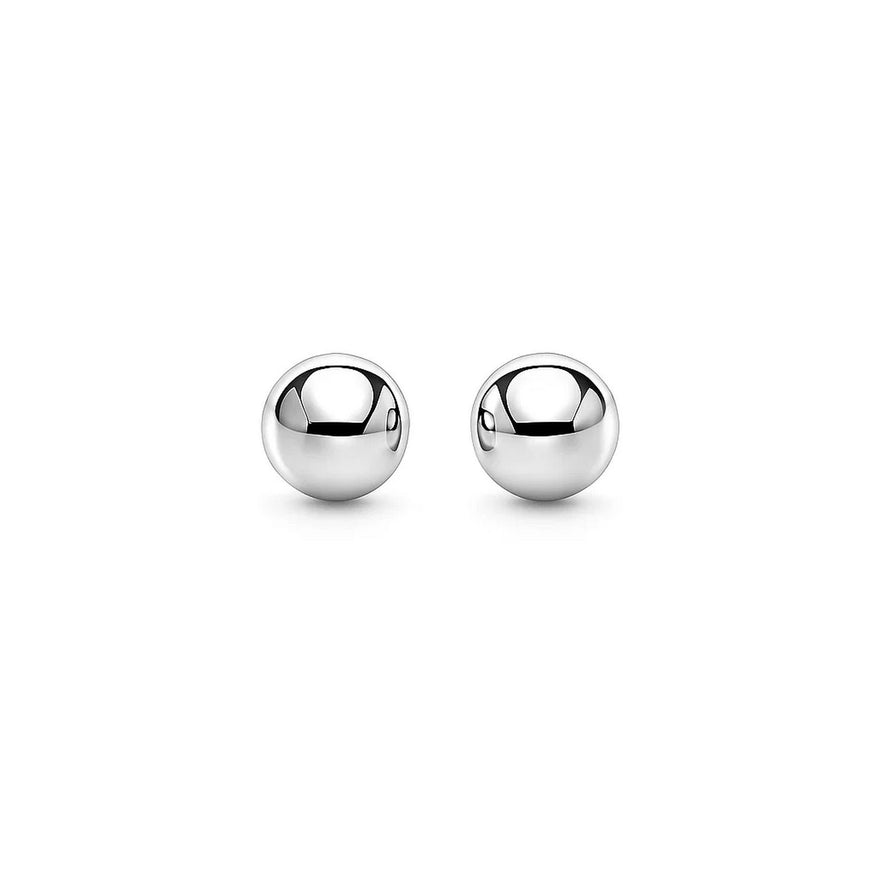 14k White Gold Spherical Stud Earrings (3.0 mm)