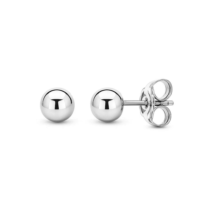 14k White Gold Spherical Stud Earrings (3.0 mm)