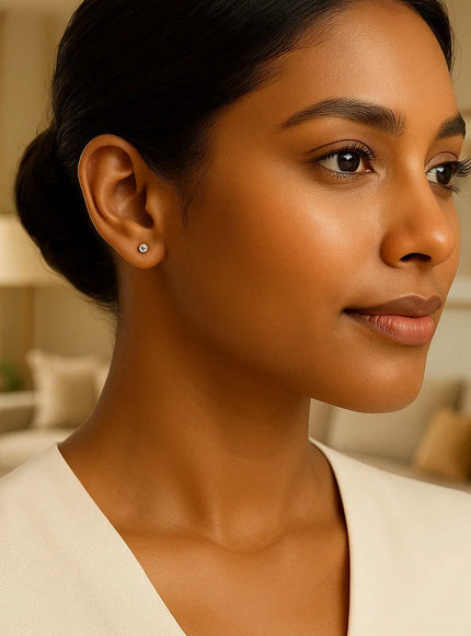 14k White Gold Spherical Stud Earrings (3.0 mm)