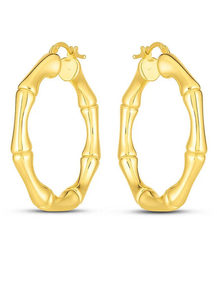 14k Yellow Gold Large Bamboo Hoops (35mm)