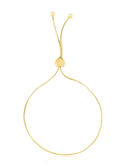 14k Yellow Gold Adjustable Lariat Style Heart Motif Bracelet