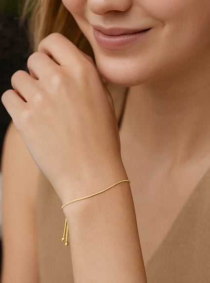 14k Yellow Gold Adjustable Lariat Style Heart Motif Bracelet