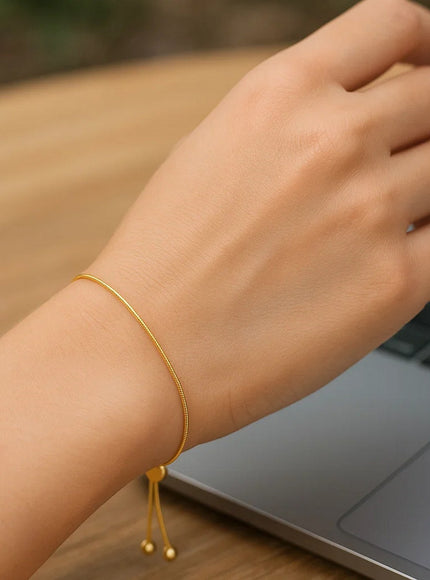 14k Yellow Gold Adjustable Lariat Style Heart Motif Bracelet