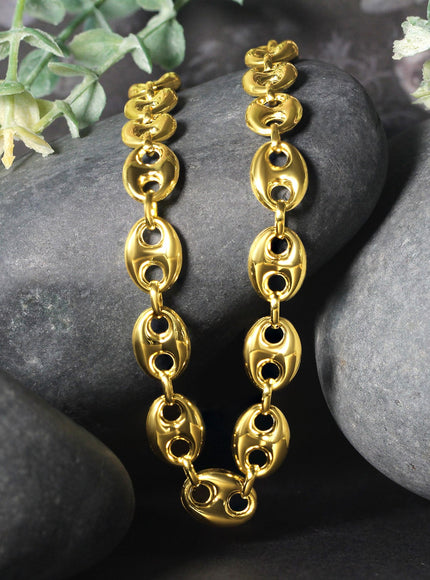 9.0mm 14k Yellow Gold Puffed Mariner Link Chain