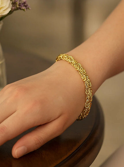 10k Yellow Gold Byzantine Design Chain Bracelet