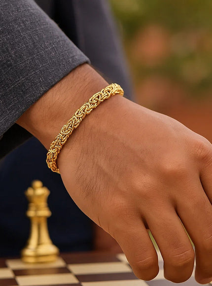 10k Yellow Gold Byzantine Design Chain Bracelet