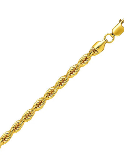 4.5mm 10K Yellow Gold Hollow Diamond Cut Rope Chain