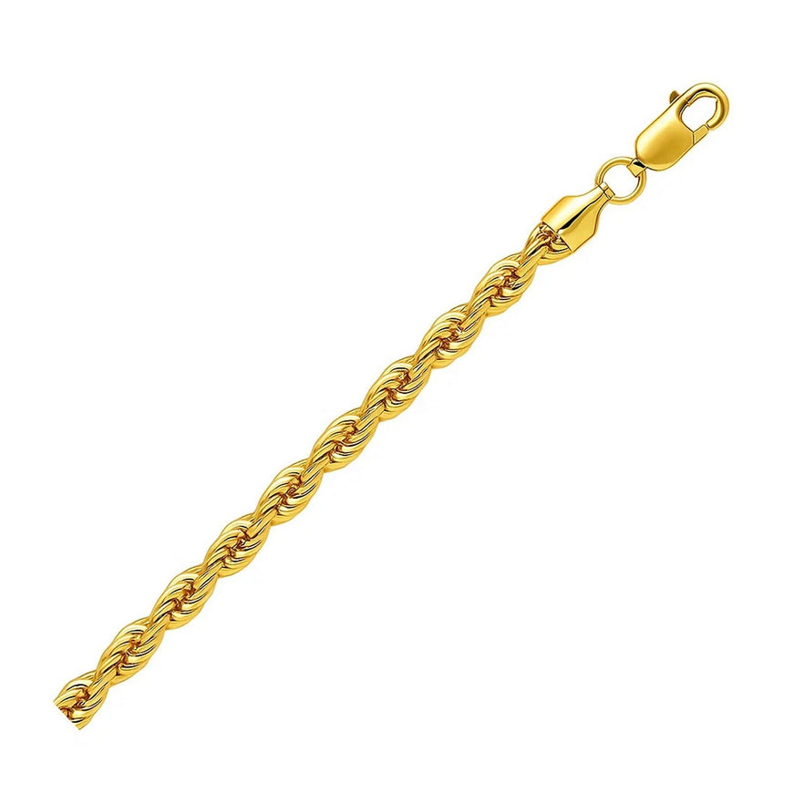 4.5mm 10K Yellow Gold Hollow Diamond Cut Rope Chain
