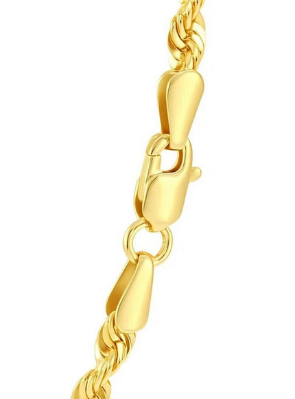 4.5mm 10K Yellow Gold Hollow Diamond Cut Rope Chain