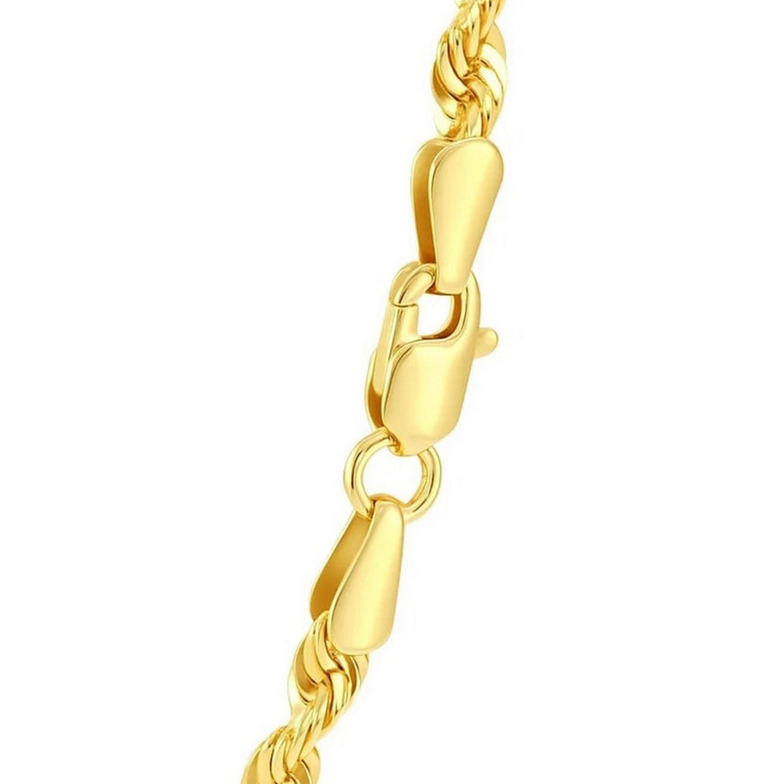 4.5mm 10K Yellow Gold Hollow Diamond Cut Rope Chain