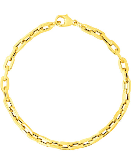 14k Yellow Gold 7 1/2 inch Paperclip Chain Bracelet with Three Diamond Links