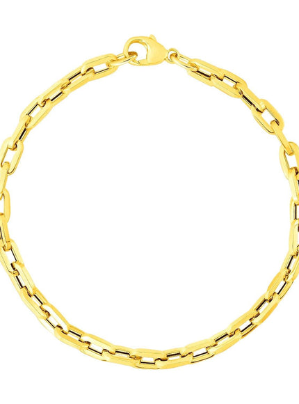 14k Yellow Gold 7 1/2 inch Paperclip Chain Bracelet with Three Diamond Links - Ellie Belle