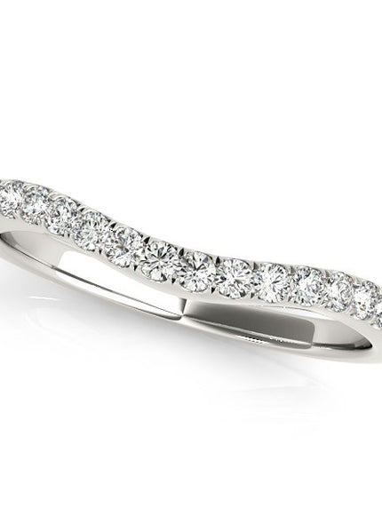 14k White Gold Curvy Style Pave Set Diamond Wedding Band (1/5 cttw)