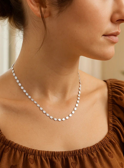 14k White Gold Necklace with Polished Circles