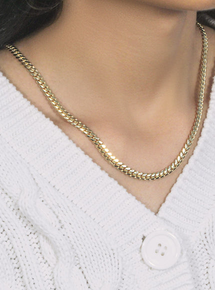 5.0mm 14k Yellow Gold Classic Miami Cuban Solid Chain