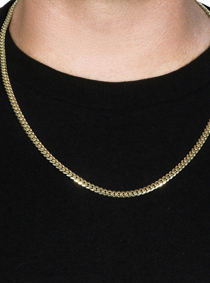 5.0mm 14k Yellow Gold Classic Miami Cuban Solid Chain