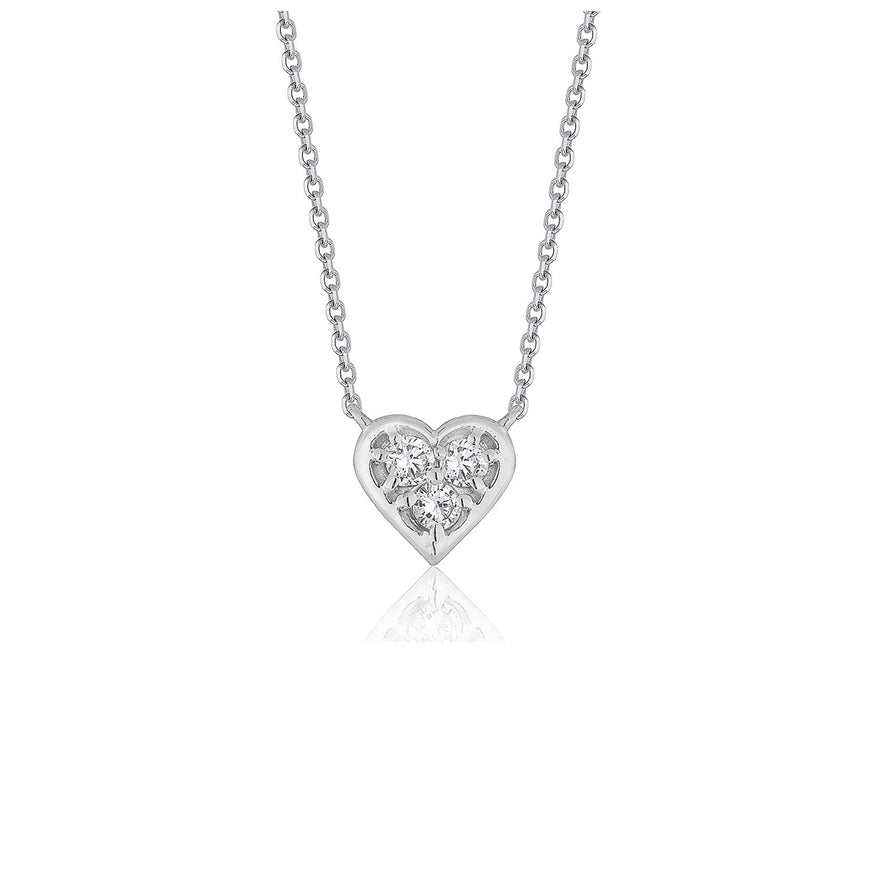 Diamond Heart Design Pendant in 14k White Gold