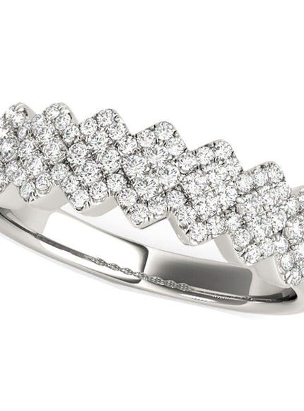 Diamond Studded Wide Multi-Diagonal Pattern Ring in 14k White Gold (5/8 cttw)