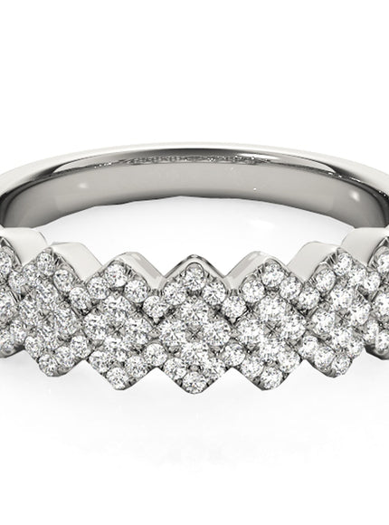 Diamond Studded Wide Multi-Diagonal Pattern Ring in 14k White Gold (5/8 cttw)