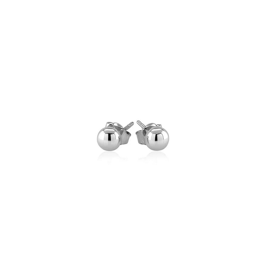 14k White Gold Round Stud Earrings (4.0 mm)