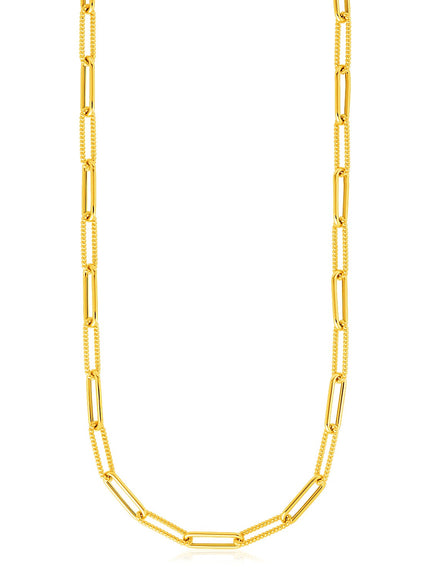 14k Yellow Gold Textured Paperclip Chain (3.5mm)