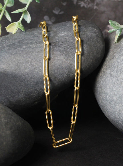 14k Yellow Gold Textured Paperclip Chain (3.5mm)