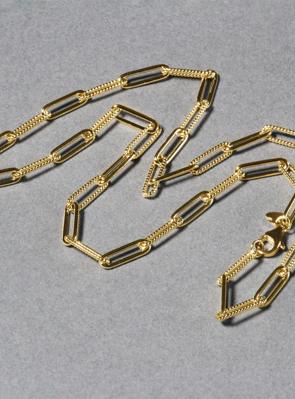 14k Yellow Gold Textured Paperclip Chain (3.5mm)