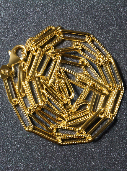 14k Yellow Gold Textured Paperclip Chain (3.5mm)