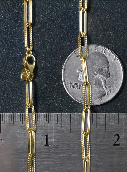 14k Yellow Gold Textured Paperclip Chain (3.5mm)