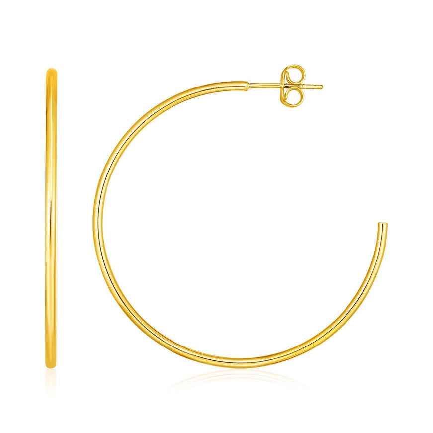 14k Yellow Gold Polished Hoop Earrings - Ellie Belle