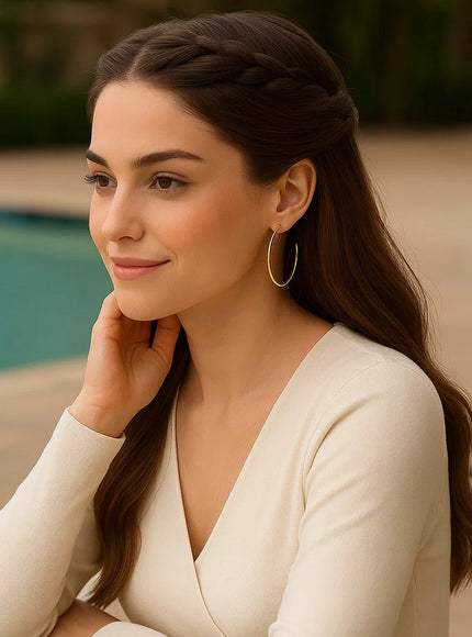 14k Yellow Gold Polished Hoop Earrings